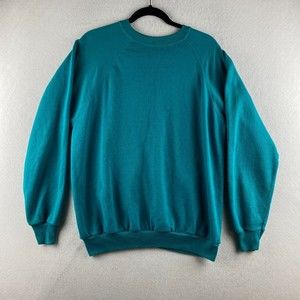 Vintage Tultex Sweatshirt Mens XL Teal USA Made 80s 90s Fleece Pullover Jogger